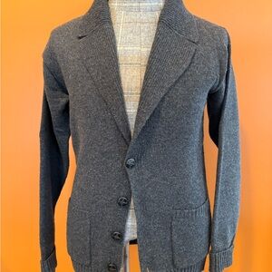 Deep Gray Button-Up Cardigan Blazer